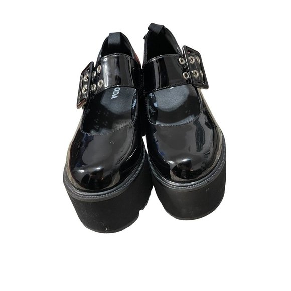 LaModa Dolls Kills Black chunky platform mary janes patent faux leather size 5 - Picture 4 of 7